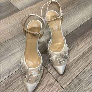 Betsey Johnson White Floral Embellished Heels